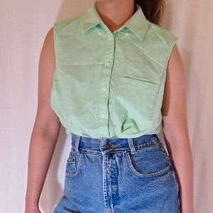 Light Green Sleeveless Button up
